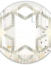 Monochrome Geometric Pattern X - Modern Round or Oval Wall Mirror - Hexagon Star