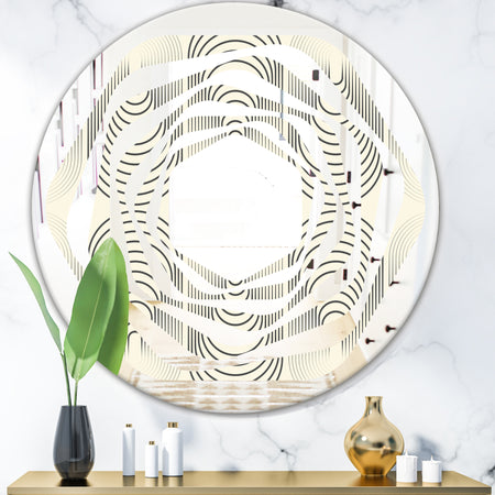 Monochrome Geometric Pattern X - Modern Round or Oval Wall Mirror - Whirl