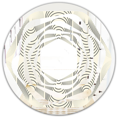Monochrome Geometric Pattern X - Modern Round or Oval Wall Mirror - Whirl