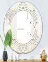 Monochrome Geometric Pattern X - Modern Round or Oval Wall Mirror - Wave