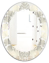 Monochrome Geometric Pattern X - Modern Round or Oval Wall Mirror - Leaves
