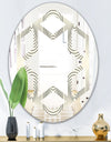 Monochrome Geometric Pattern X - Modern Round or Oval Wall Mirror - Hexagon Star