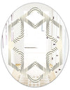 Monochrome Geometric Pattern X - Modern Round or Oval Wall Mirror - Hexagon Star