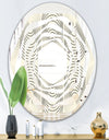 Monochrome Geometric Pattern X - Modern Round or Oval Wall Mirror - Whirl