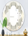 Monochrome Geometric Pattern X - Modern Round or Oval Wall Mirror - Quatrefoil