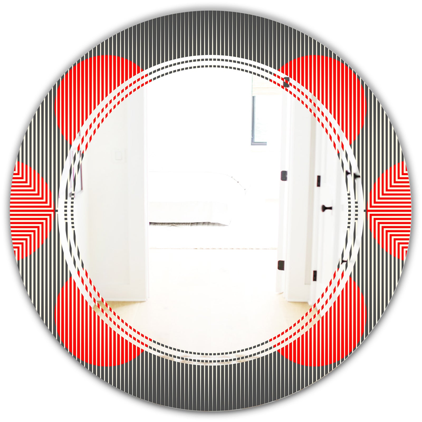 Modern Circle and Line Geometric Pattern - Modern Round or Oval Wall Mirror - Triple C