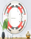 Modern Circle and Line Geometric Pattern - Modern Round or Oval Wall Mirror - Space