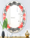 Modern Circle and Line Geometric Pattern - Modern Round or Oval Wall Mirror - Leaves