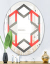 Modern Circle and Line Geometric Pattern - Modern Round or Oval Wall Mirror - Hexagon Star