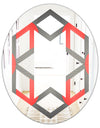Modern Circle and Line Geometric Pattern - Modern Round or Oval Wall Mirror - Hexagon Star
