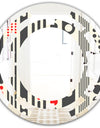 Retro Geometrical Abstract Minimal Pattern II - Modern Round or Oval Wall Mirror - Space