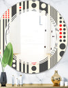Retro Geometrical Abstract Minimal Pattern II - Modern Round or Oval Wall Mirror - Triple C