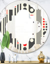 Retro Geometrical Abstract Minimal Pattern II - Modern Round or Oval Wall Mirror - Quatrefoil