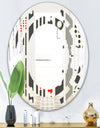 Retro Geometrical Abstract Minimal Pattern II - Modern Round or Oval Wall Mirror - Space
