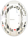 Retro Geometrical Abstract Minimal Pattern II - Modern Round or Oval Wall Mirror - Space