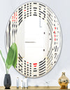 Retro Geometrical Abstract Minimal Pattern II - Modern Round or Oval Wall Mirror - Wave