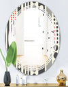 Retro Geometrical Abstract Minimal Pattern II - Modern Round or Oval Wall Mirror - Triple C