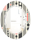 Retro Geometrical Abstract Minimal Pattern II - Modern Round or Oval Wall Mirror - Triple C
