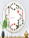Retro Geometrical Abstract Minimal Pattern II - Modern Round or Oval Wall Mirror - Hexagon Star
