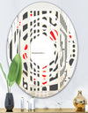 Retro Geometrical Abstract Minimal Pattern II - Modern Round or Oval Wall Mirror - Whirl