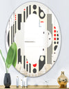 Retro Geometrical Abstract Minimal Pattern II - Modern Round or Oval Wall Mirror - Quatrefoil