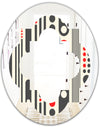 Retro Geometrical Abstract Minimal Pattern II - Modern Round or Oval Wall Mirror - Quatrefoil