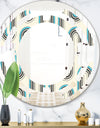 Retro Geometrical Abstract Minimal Pattern IV - Modern Round or Oval Wall Mirror - Space