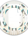 Retro Geometrical Abstract Minimal Pattern IV - Modern Round or Oval Wall Mirror - Space