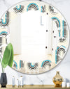 Retro Geometrical Abstract Minimal Pattern IV - Modern Round or Oval Wall Mirror - Leaves