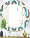 Retro Geometrical Abstract Minimal Pattern IV - Modern Round or Oval Wall Mirror - Triple C
