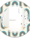 Retro Geometrical Abstract Minimal Pattern IV - Modern Round or Oval Wall Mirror - Triple C