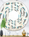 Retro Geometrical Abstract Minimal Pattern IV - Modern Round or Oval Wall Mirror - Whirl