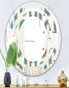 Retro Geometrical Abstract Minimal Pattern IV - Modern Round or Oval Wall Mirror - Space