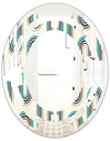 Retro Geometrical Abstract Minimal Pattern IV - Modern Round or Oval Wall Mirror - Space