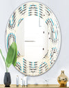 Retro Geometrical Abstract Minimal Pattern IV - Modern Round or Oval Wall Mirror - Wave