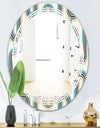 Retro Geometrical Abstract Minimal Pattern IV - Modern Round or Oval Wall Mirror - Triple C
