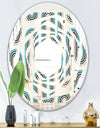 Retro Geometrical Abstract Minimal Pattern IV - Modern Round or Oval Wall Mirror - Whirl