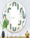 Retro Geometrical Abstract Minimal Pattern IV - Modern Round or Oval Wall Mirror - Quatrefoil