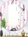 Flamingo on Pink - Modern Round or Oval Wall Mirror - Triple C