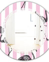Flamingo on Pink - Modern Round or Oval Wall Mirror - Triple C
