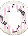 Flamingo on Pink - Modern Round or Oval Wall Mirror - Quatrefoil