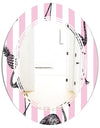 Flamingo on Pink - Modern Round or Oval Wall Mirror - Triple C