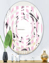 Flamingo on Pink - Modern Round or Oval Wall Mirror - Whirl