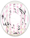 Flamingo on Pink - Modern Round or Oval Wall Mirror - Whirl