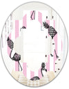 Flamingo on Pink - Modern Round or Oval Wall Mirror - Quatrefoil