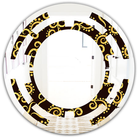 Gold and Black Swirl II - Modern Round or Oval Wall Mirror - Space