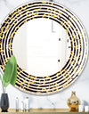 Gold and Black Swirl II - Modern Round or Oval Wall Mirror - Wave