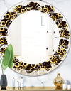 Gold and Black Swirl II - Modern Round or Oval Wall Mirror - Leaves