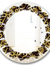 Gold and Black Swirl II - Modern Round or Oval Wall Mirror - Leaves