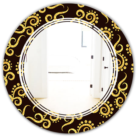 Gold and Black Swirl II - Modern Round or Oval Wall Mirror - Triple C
